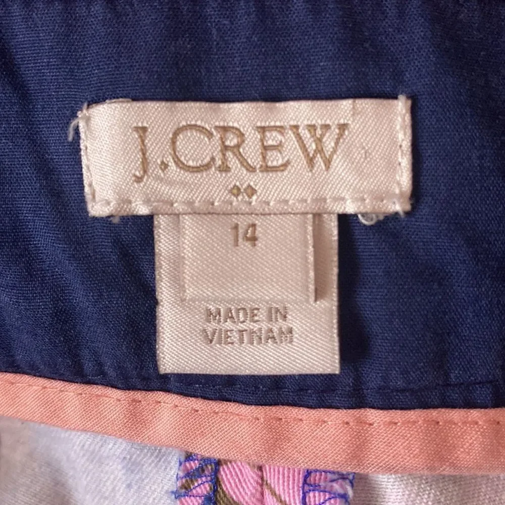 J Crew City Fit Floral Print Blue Pink Chino Shorts